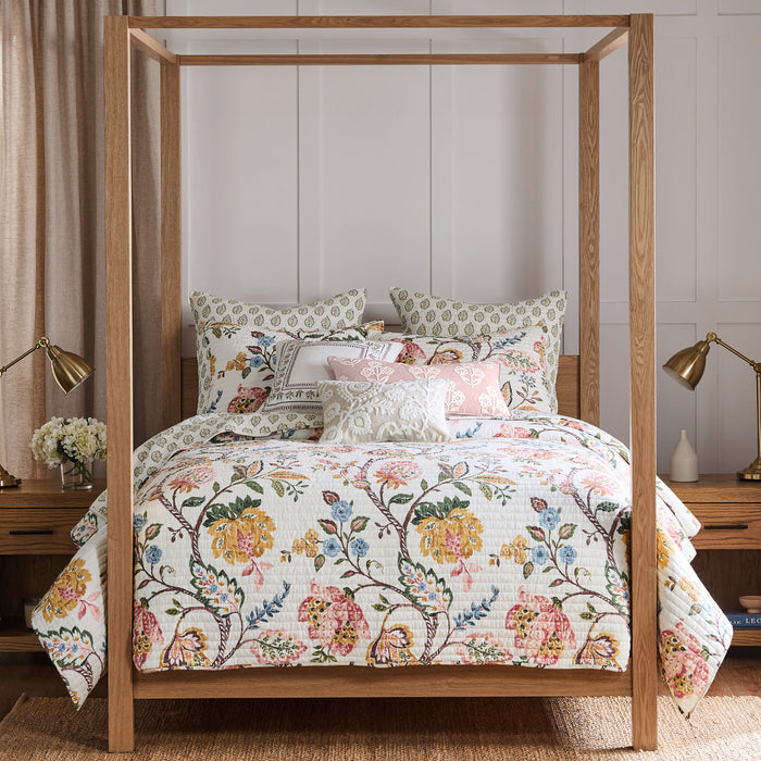 Maileen Dusty Rose Crewel bouquets Pillow