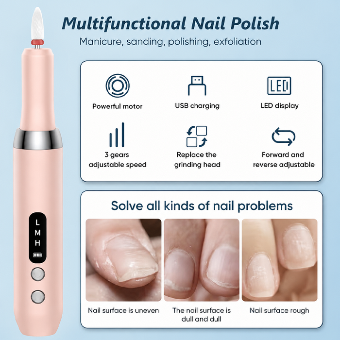 💅🔋 Manicura eléctrica inalámbrica con base de carga: ¡disfruta de una manicura profesional en casa! | Portátil, funciona con pilas, lista para usar en cualquier momento ✨-ES
