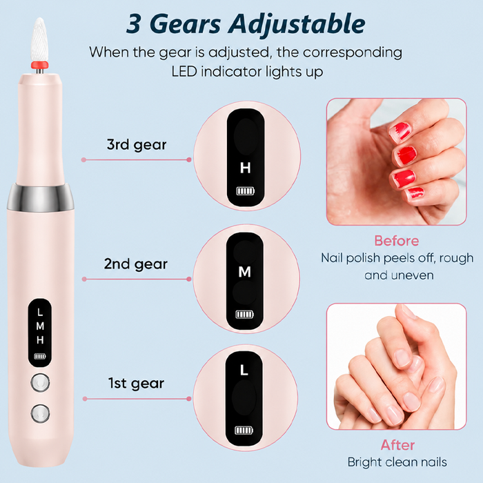 💅🔋 Manicura eléctrica inalámbrica con base de carga: ¡disfruta de una manicura profesional en casa! | Portátil, funciona con pilas, lista para usar en cualquier momento ✨-ES