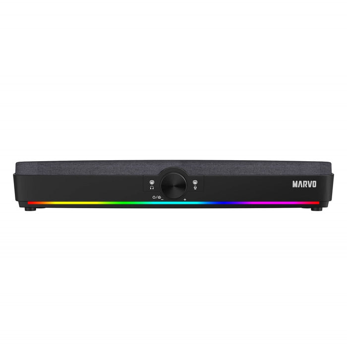 Marvo Scorpion SG-286 Bluetooth 5.3 Soundbar, Stereo Sound, USB Powered, Connect Wired, USB or Bluetooth, 7 Colour RGB Lighting, Volume Control, Black