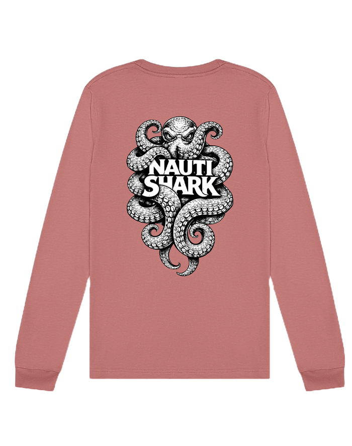 Mauve KRAKEN Long Sleeve T-SHIRT - Black & White Design