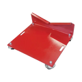 Red metal Merrick engine dolly with swivel casters for engine transmission combo
