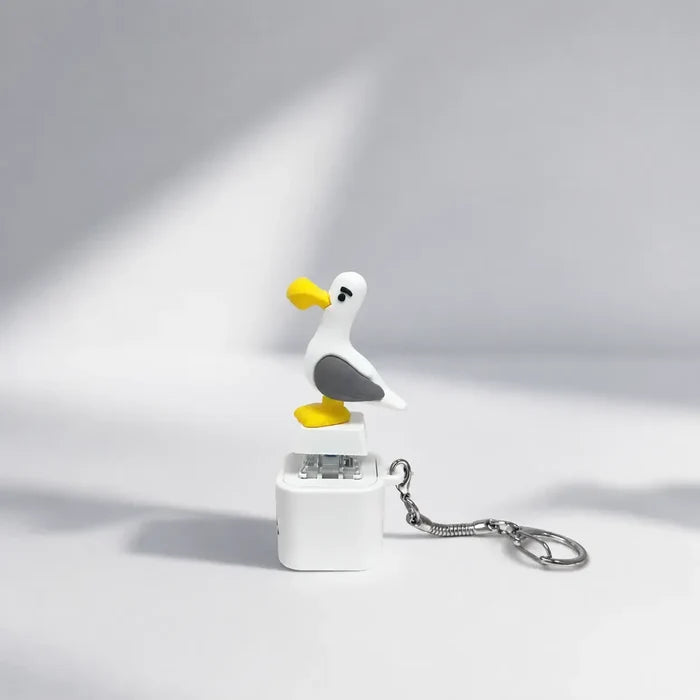 😆¡Mía de gaviota! Llavero con botón – Sonido real y luz LED-ES