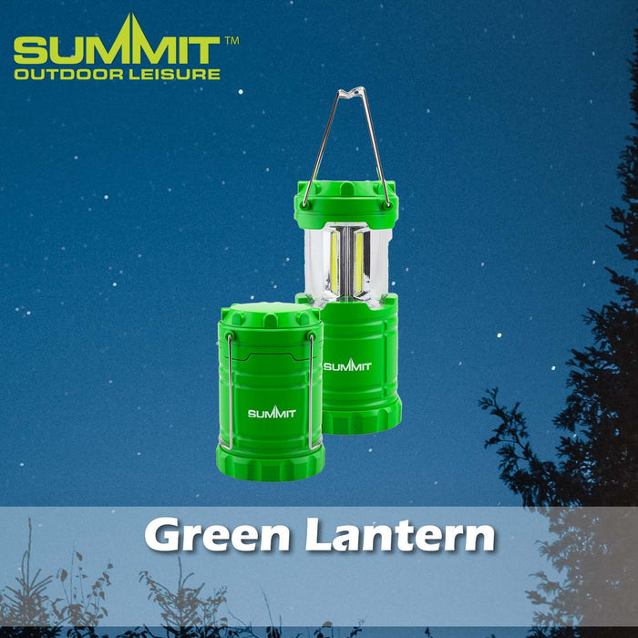 Micro COB Collapsible Lantern Good for Days Out Green - 17cm x 7cm