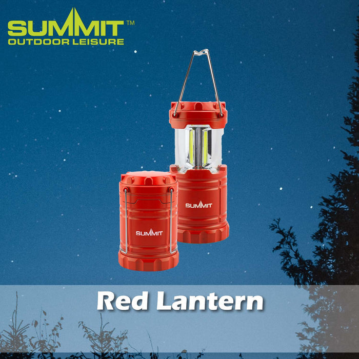 Micro COB Collapsible Lantern Good for Days Out Red - 17cm x 7cm