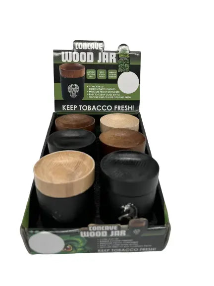 Mirrored Glass Storage Jar with Concave Wood Lid - 6 Pieces Per Retail Ready Display 23052 SMOKEZILLA