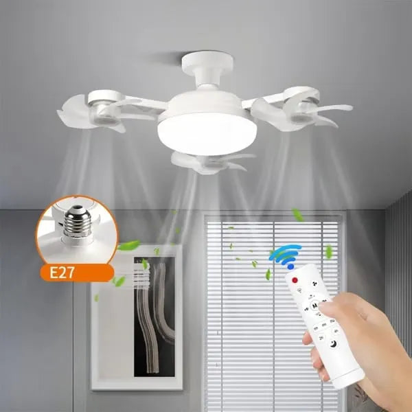 Moderna stropna lampa s ventilatorom i E27 navojem (model 2026) - tihi 2-u-1 LED ventilator s daljinskim upravljačem-HR
