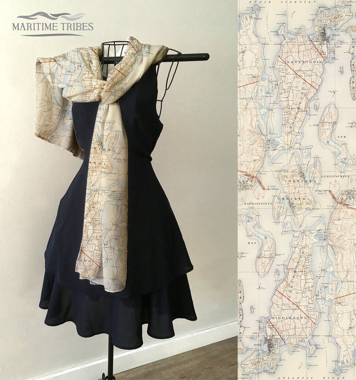 Newport, RI Vintage Topographical Map Scarf - Maritime Tribes USAScarf