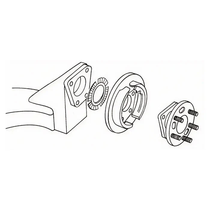 Exploded view of vehicle’s brake assembly with Northstar 1 Degree Rear Shim product series
