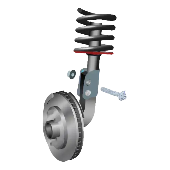 Car suspension assembly with Northstar cam bolt for precise wheel alignment