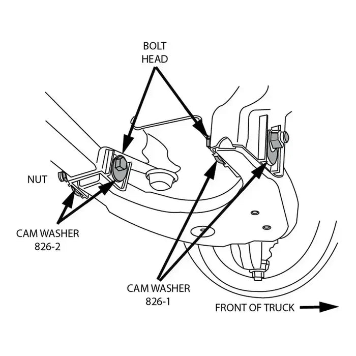 Truck suspension diagram showing camber caster bolt kit for Toyota 4Runner Tacoma