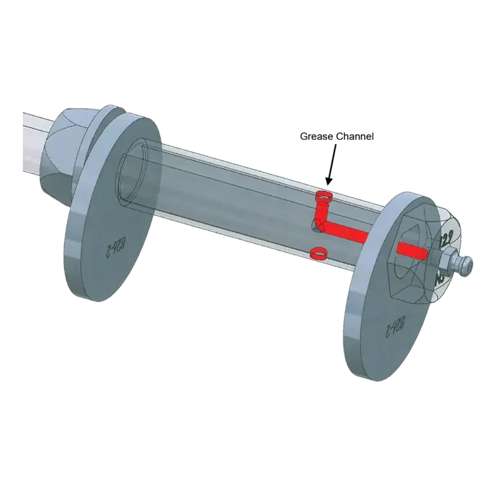 Gray cylindrical assembly with red internal parts for Northstar cam bolt kit or cam bolt replacement