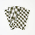 Olive Gingham Linen Dinner Napkins, Set of 4 on a white background at Addison West