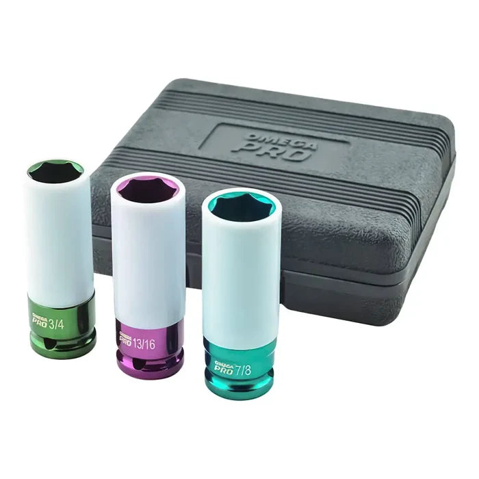 Omega 1/2 Dr. SAE Coated Impact Socket Set 3 Pcs - 83002 -