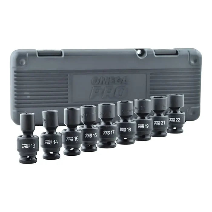 Omega 1/2 Dr. Swivel Metric Impact Socket Set 9 Pcs - 83021