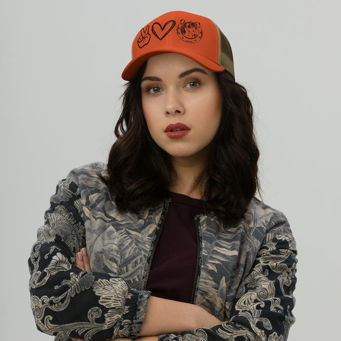 Peace, Love, Horses - Trucker Cap