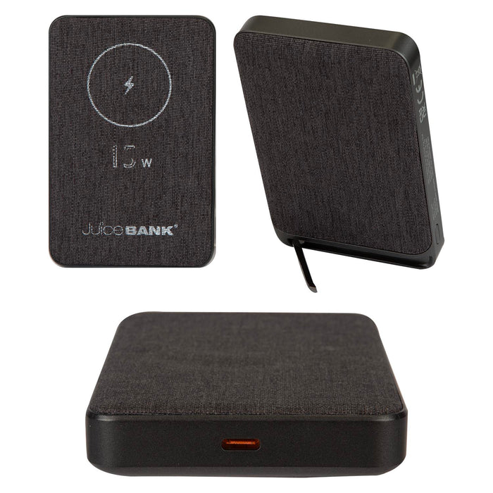 Power Bank With Phone Stand  Black - 13cm x 8cm