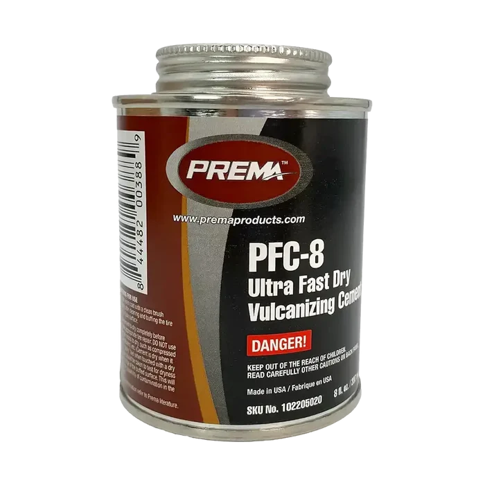 Prema PFC-32 Ultra-Fast Dry Vulcanizing Cement for sidewall cracks in a brush-top can