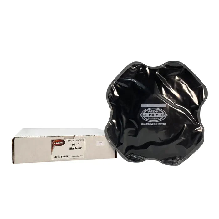 Glass repair patches in packaging for bias ply and ply repair from Prema PB-7