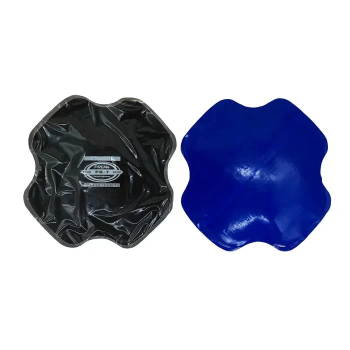 Two bias ply repair patches for ply repair on bikes or tires in Prema PB-7 unit