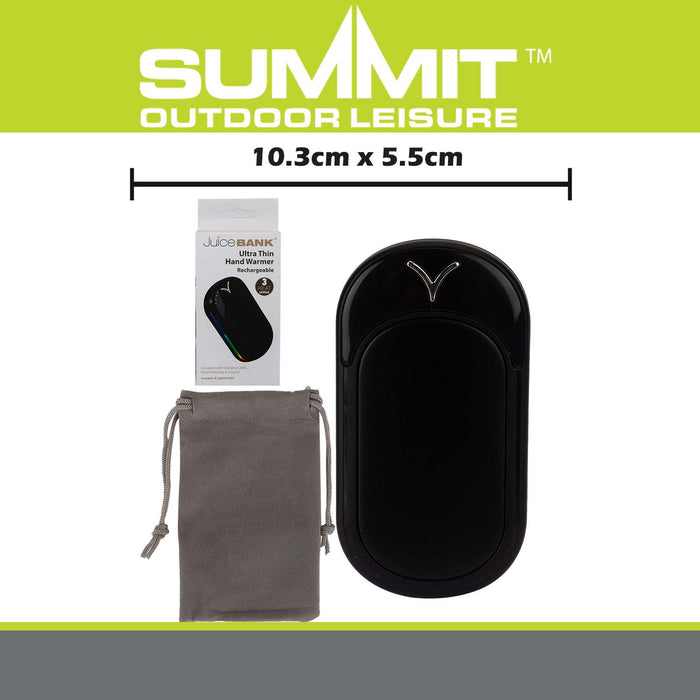 Rechargeable Hand Warmers  Black - 10.3cm x 5.5cm