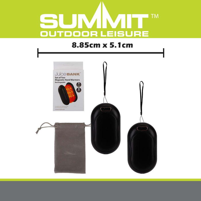 Rechargeable Hand Warmers  Black - 8.85cm x 5.1cm
