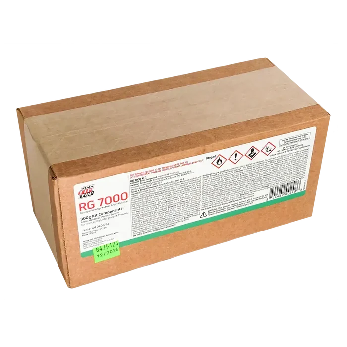 Cardboard box with Rema RG 7000 chemical for conveyor belt repair and belt repair kit