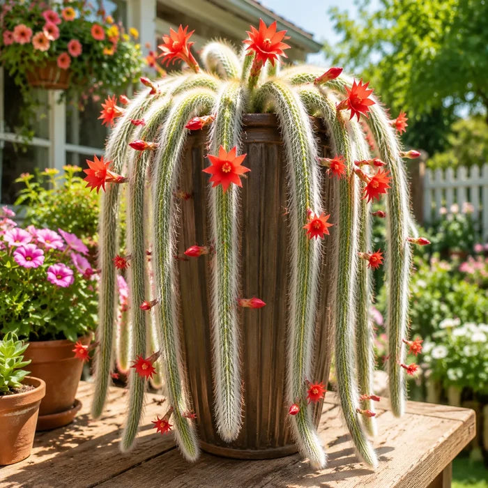 🌵Retas beždžionės uodegos kaktusas – gyvas švelnaus, pūkuoto grožio krioklys-LT