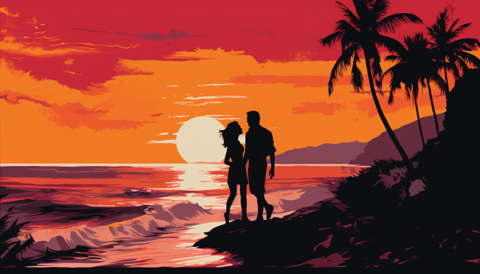 Romantic Walk On The Beach  Paint by Numbers Kit