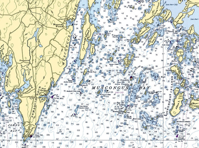 Round Pond, Muscongus Bay, ME Nautical Chart, Pack of 24 Notecards - Maritime Tribes USANotecard