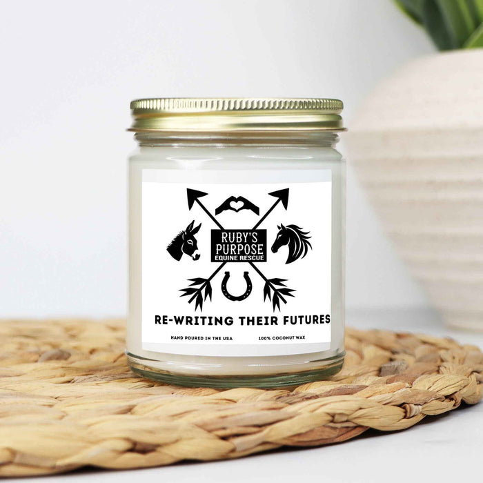 Ruby's Purpose - Re-Writing Their Futures  Candle Clear Jar 9oz
