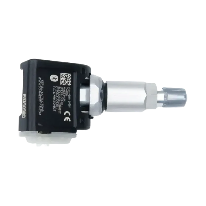 Black and silver BLE TPMS sensor for trailer tires from Schrader 29501 AirCheck kit