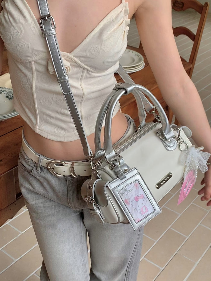 Silky Silver Boston Bag