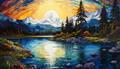 Snow Covered Mountains And Lake  Paint by Numbers Kit