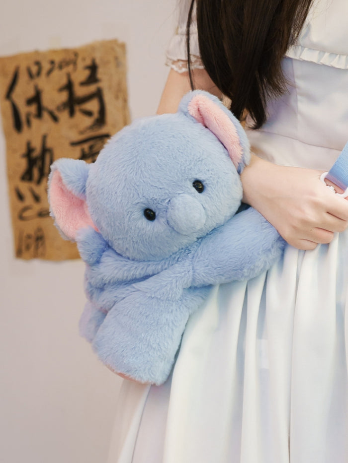 Soft Plush Elephant Crossbody Bag