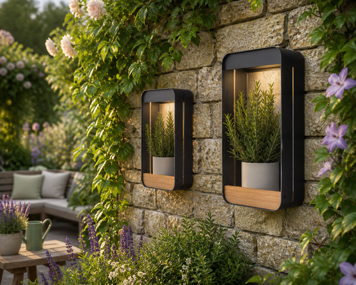 Solar Wall Light & Planter