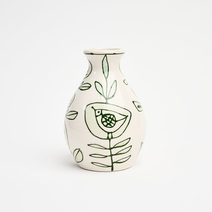 Stephanie Verdun Pear Vase in Dark Green  on a white background at Addison West