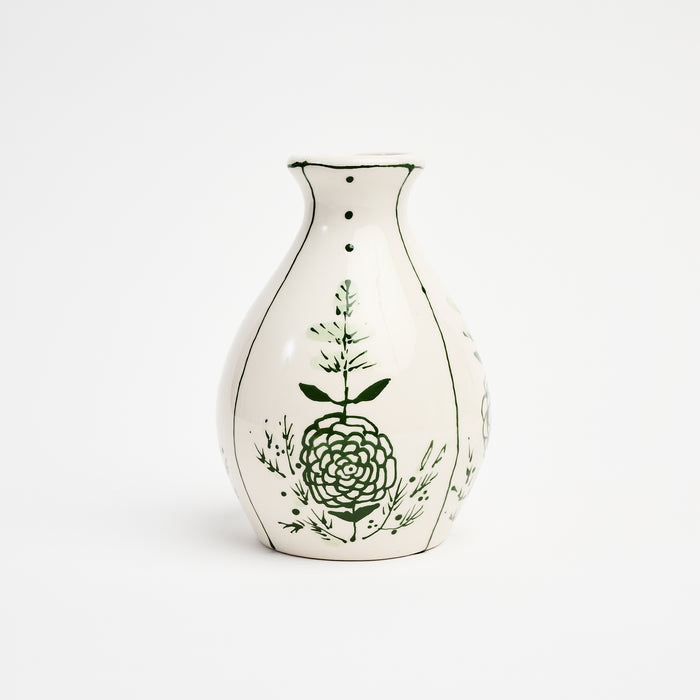 Stephanie Verdun Pear Vase in Dark Green  on a white background at Addison West