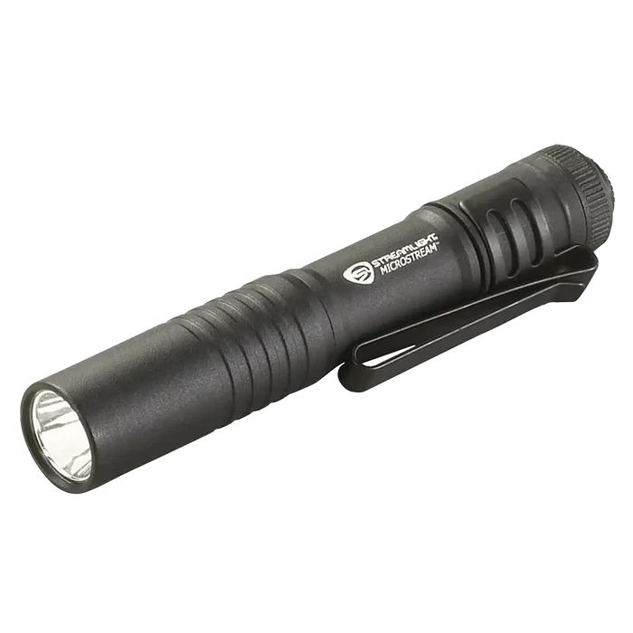 Black tactical LED flashlight with pocket clip, perfect compact flashlight for on-the-go use