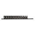 Sunex 3358A 13-pc 3/8 Dr metric impact socket set w/ rail, black chrome