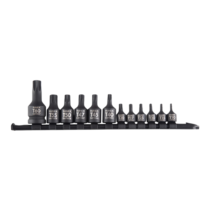 Sunex Star Impact Socket Set 12-Pc Rail, 1/4", 3/8", 1/2" Drive - 1820SA