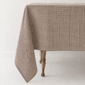 Tobacco Gingham Check Linen Tablecloth, 60" x 90" on a white background at Addison West