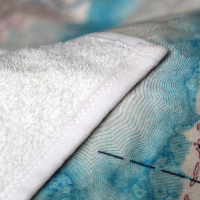 Towel, Beach & Bath Wholesale - Side A: Cotton Terry. Side B: Fleecy Map - Maritime Tribes USA