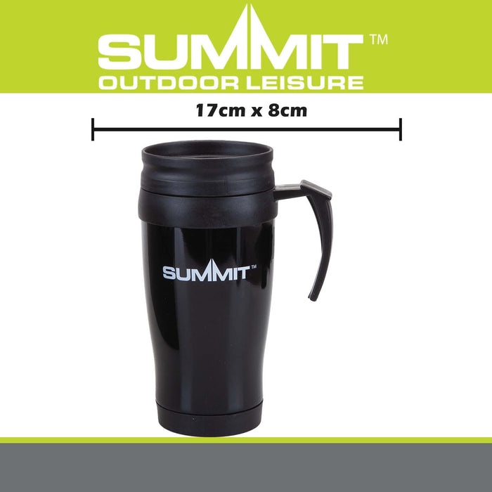 Travel Mug With Lid  Black - 17cm x 8cm