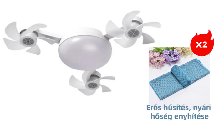 3 glave / 🌬️ Sufitowy wentylator LED / 2 szt. chłodzących ręczników gratis ❄️