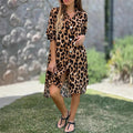 Vestido camisero oversize con estampado de leopardo-ES