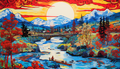 Vivid Country Scene  Paint by Numbers Kit