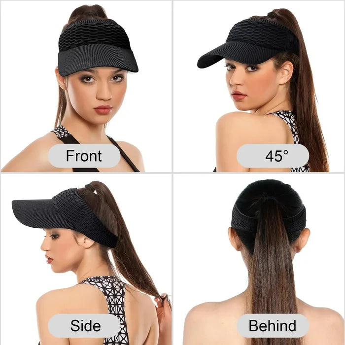 ☀️🧢 Vizir s rupom za visoki rep – UV zaštita, prozračan, za aktivnosti na otvorenom i svakodnevnu upotrebu-HR