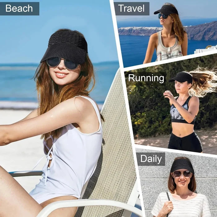 ☀️🧢 Vizir s rupom za visoki rep – UV zaštita, prozračan, za aktivnosti na otvorenom i svakodnevnu upotrebu-HR