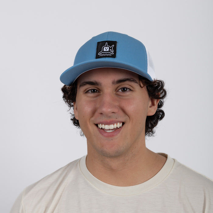 White Local Trucker - Cyan/White